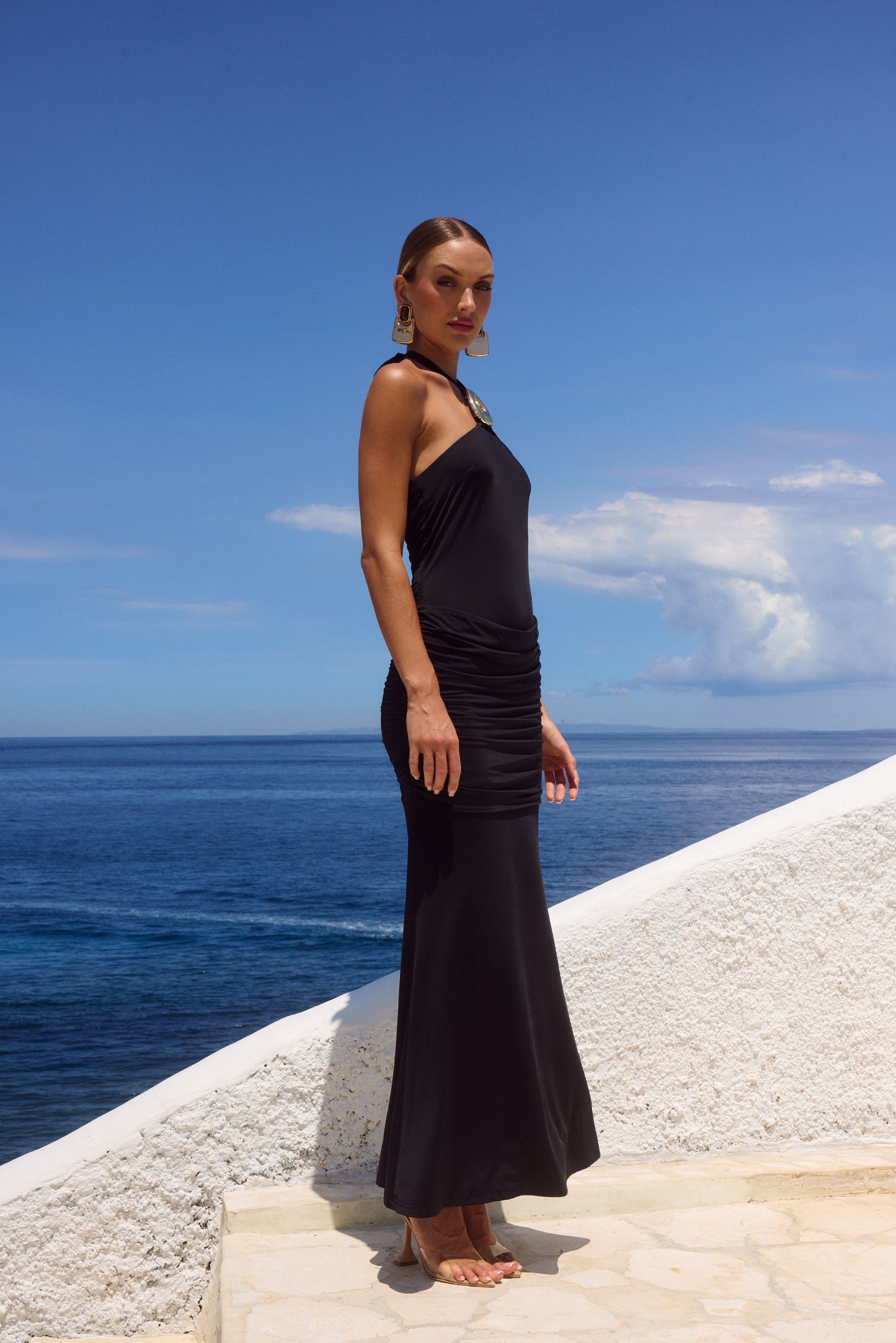 ALOLA HALTER MAXI DRESS - BLACK
